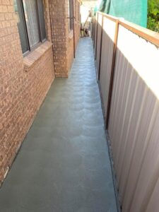 Hand cove finish, new concrete paths to side of house
