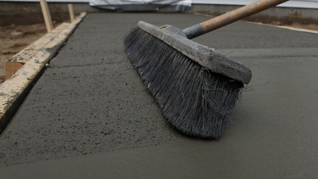 Broom finish concrete